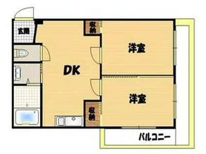 カーサマレーア武蔵関(2DK/4階)の間取り写真