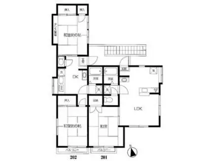 ハイム築地(2DK/2階)の間取り写真