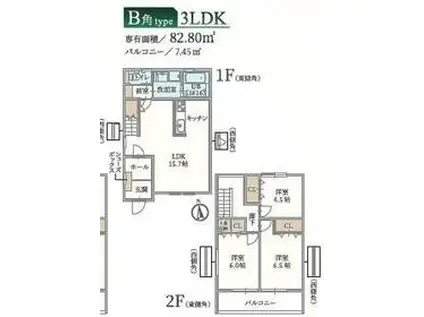 セレニティ(3LDK/1階)の間取り写真