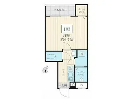 フォセット浦和針ヶ谷(1K/1階)の間取り写真