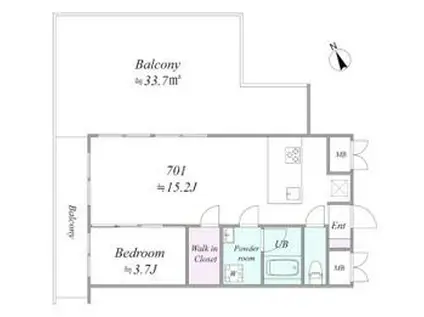 THE TRIAS KASHIWA(1LDK/7階)の間取り写真