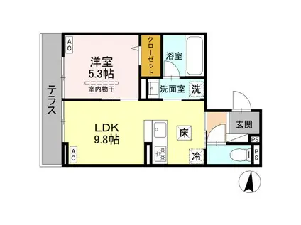 エリオント大和中央(1LDK/1階)の間取り写真