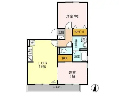 エスパス寺島(2LDK/2階)の間取り写真