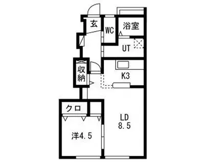 知多八幡アパート(1LDK/1階)の間取り写真