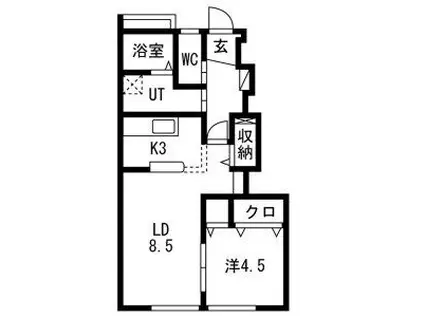 知多八幡アパート(1LDK/1階)の間取り写真