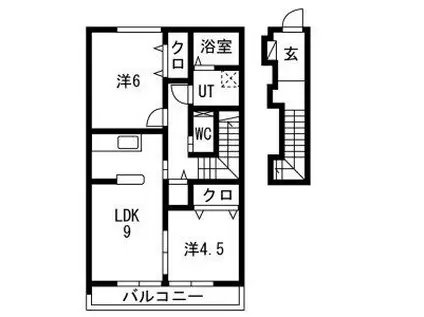 知多八幡アパート(2LDK/2階)の間取り写真