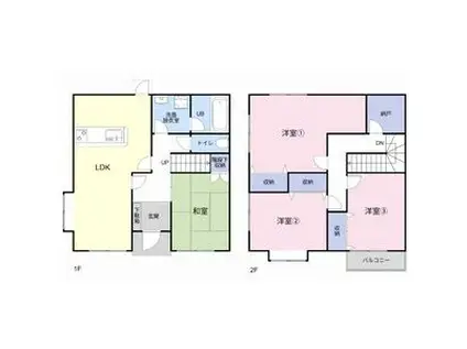 四日市あすなろう 日永駅 徒歩5分 2階建 築30年(4LDK)の間取り写真
