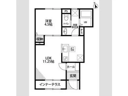 リーブルファイン大治田Ⅲ 1号棟(1LDK/1階)の間取り写真