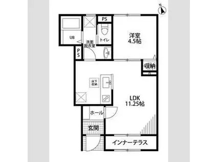 リーブルファイン大治田Ⅲ 1号棟(1LDK/1階)の間取り写真