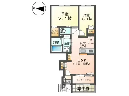 レサンス八街(2LDK/1階)の間取り写真