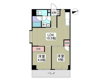カーサガレリア2(2LDK/3階)の間取り写真