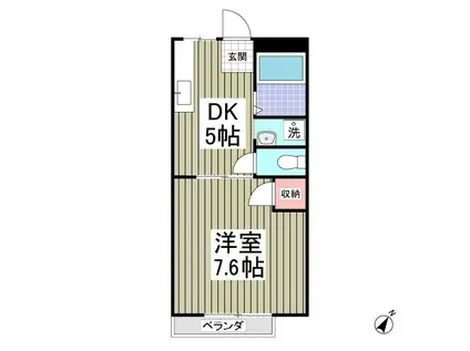 佐波ハイツ(1DK/2階)の間取り写真