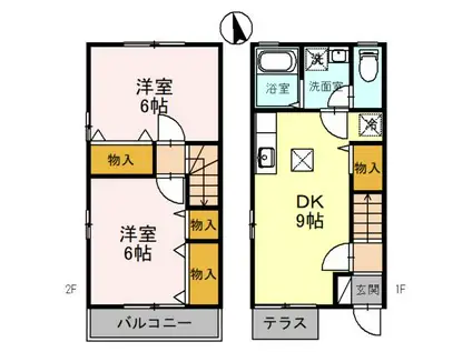 コアロード2(2DK/1階)の間取り写真