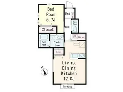 リアン メゾン 市川(1LDK/1階)の間取り写真