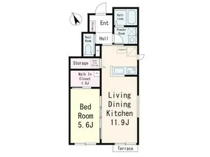 リアン メゾン 市川(1LDK/1階)の間取り写真