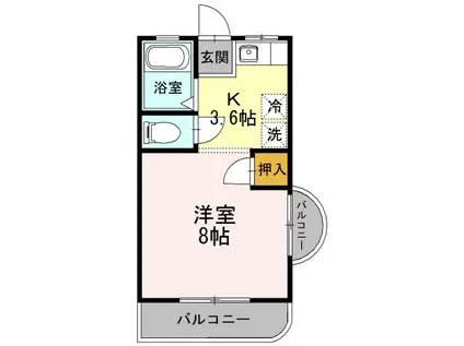 サンシャイン2(1K/2階)の間取り写真