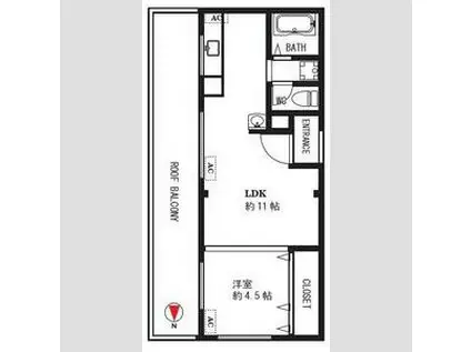 愛名マンション(1LDK/4階)の間取り写真