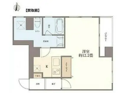 スカイタウン若林(1K/5階)の間取り写真