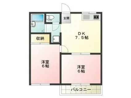 レピュート結城(2DK/2階)の間取り写真