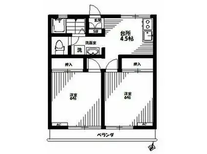 レマンハイツおゆみ野(2DK/1階)の間取り写真