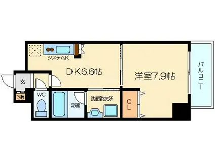 アーバネス淀川(1DK/8階)の間取り写真