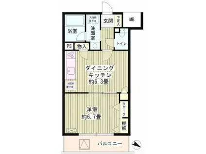 クリアパル上用賀(1DK/3階)の間取り写真