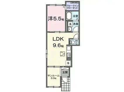ベル ミュゲ(1LDK/1階)の間取り写真