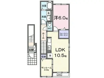 ベル ミュゲ(1LDK/2階)の間取り写真