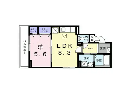 ヒカルサ京都大宮中林ウエスト(1LDK/1階)の間取り写真