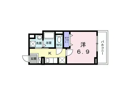 ヒカルサ京都大宮中林ウエスト(1K/3階)の間取り写真