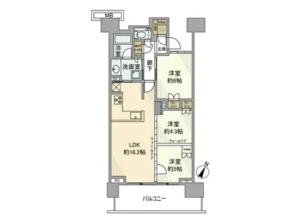 プラウドシティ武蔵浦和ステーションアリーナ(3LDK/9階)の間取り写真