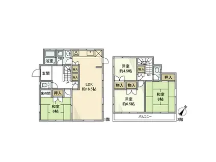 京成電鉄本線 京成臼井駅 徒歩17分 2階建 築44年(4LDK)の間取り写真