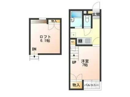 ベネトンハウス1(1K/2階)の間取り写真