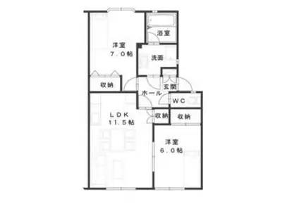 メゾン・ド・ブランB棟(2LDK/1階)の間取り写真