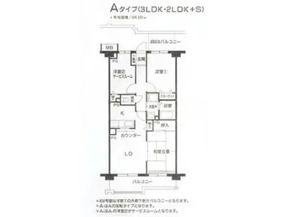 グリーンヒルソウブ(3LDK/1階)の間取り写真