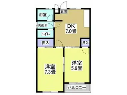 サンハイツ58(2DK/1階)の間取り写真