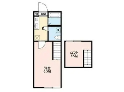 メゾンスーリール弐番館(1K/2階)の間取り写真