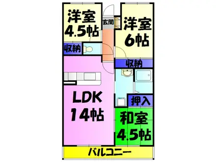柏台グリーンヒルズ(3LDK/2階)の間取り写真