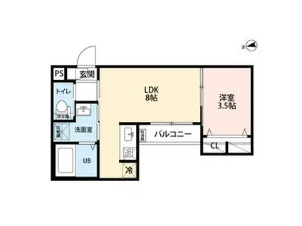 ROBOT HOME 高畑Ⅲロボットホームタ(1LDK/1階)の間取り写真