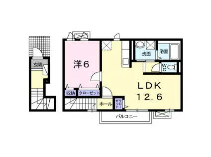 グラースⅠ(1LDK/2階)の間取り写真