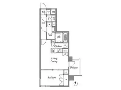 ザ・レジデンス神楽坂Ⅱ(1LDK/3階)の間取り写真