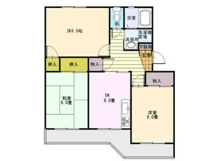 YKハイム北安東(3DK/2階)の間取り写真