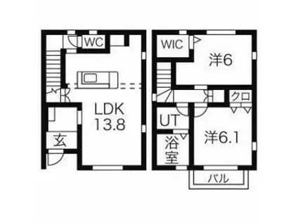 東武鉄道日光線 楡木駅 徒歩84分 2階建 築14年(2LDK)の間取り写真