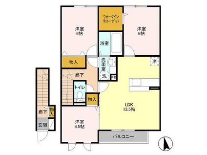 プティールB(3LDK/2階)の間取り写真