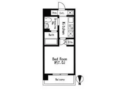 ドゥーエ西大島Ⅱ(1K/11階)の間取り写真