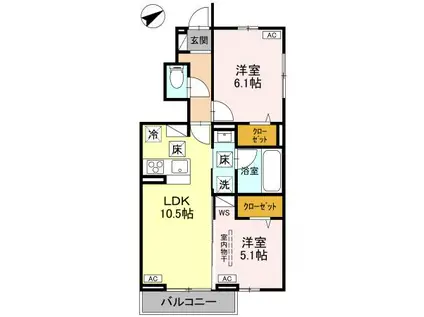 WISTERIAⅢ(2LDK/1階)の間取り写真