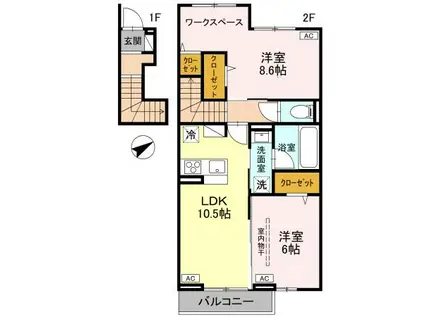 WISTERIAⅢ(2LDK/2階)の間取り写真