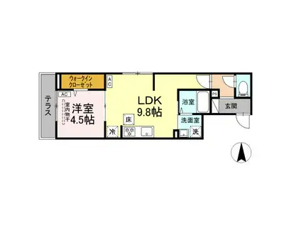 セレスティア谷在家Ⅱ(1LDK/1階)の間取り写真