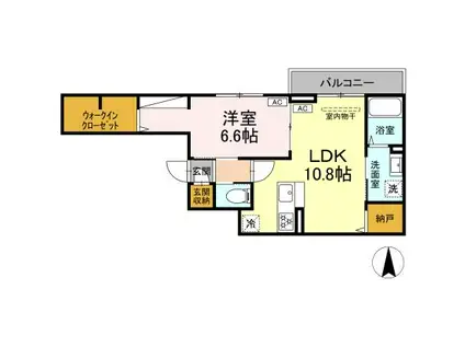 セレスティア谷在家Ⅱ(1LDK/3階)の間取り写真