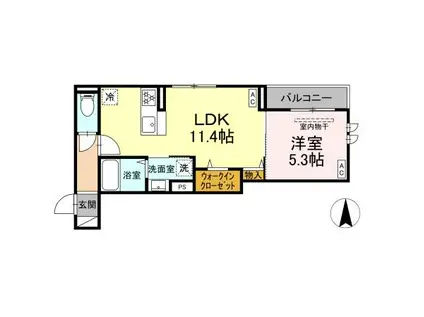 セレスティア扇Ⅵ(1LDK/3階)の間取り写真